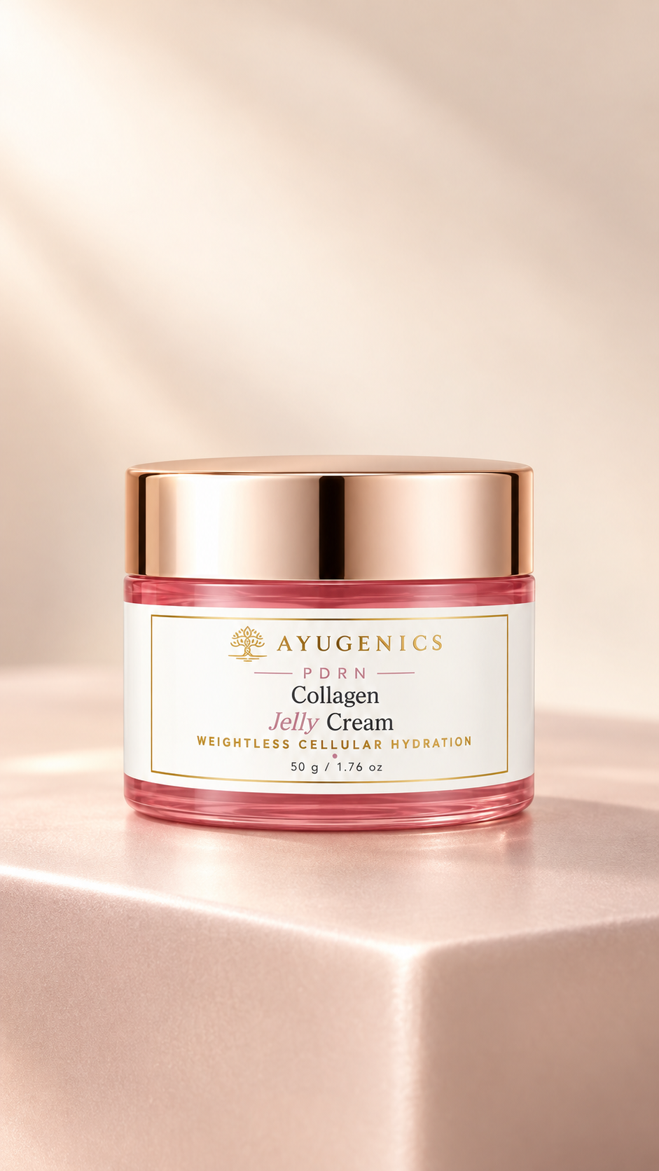 Collagen Jelly Cream jar with its lid removed